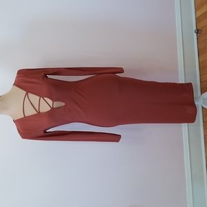 Missguided Copper Bodycon Long Dress, Size 4